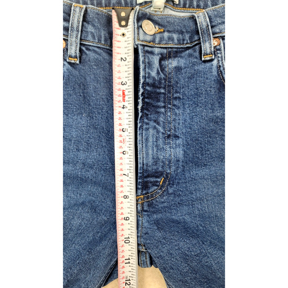 Agolde Kye Mid Rise Straight Crop Jeans Women’s Sz 28 Distressed Hem Blue - Picture 14 of 16